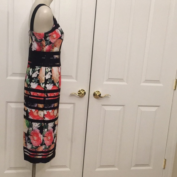 Adrianna Papell striped floral sheath midi dress - Picture 3 of 7